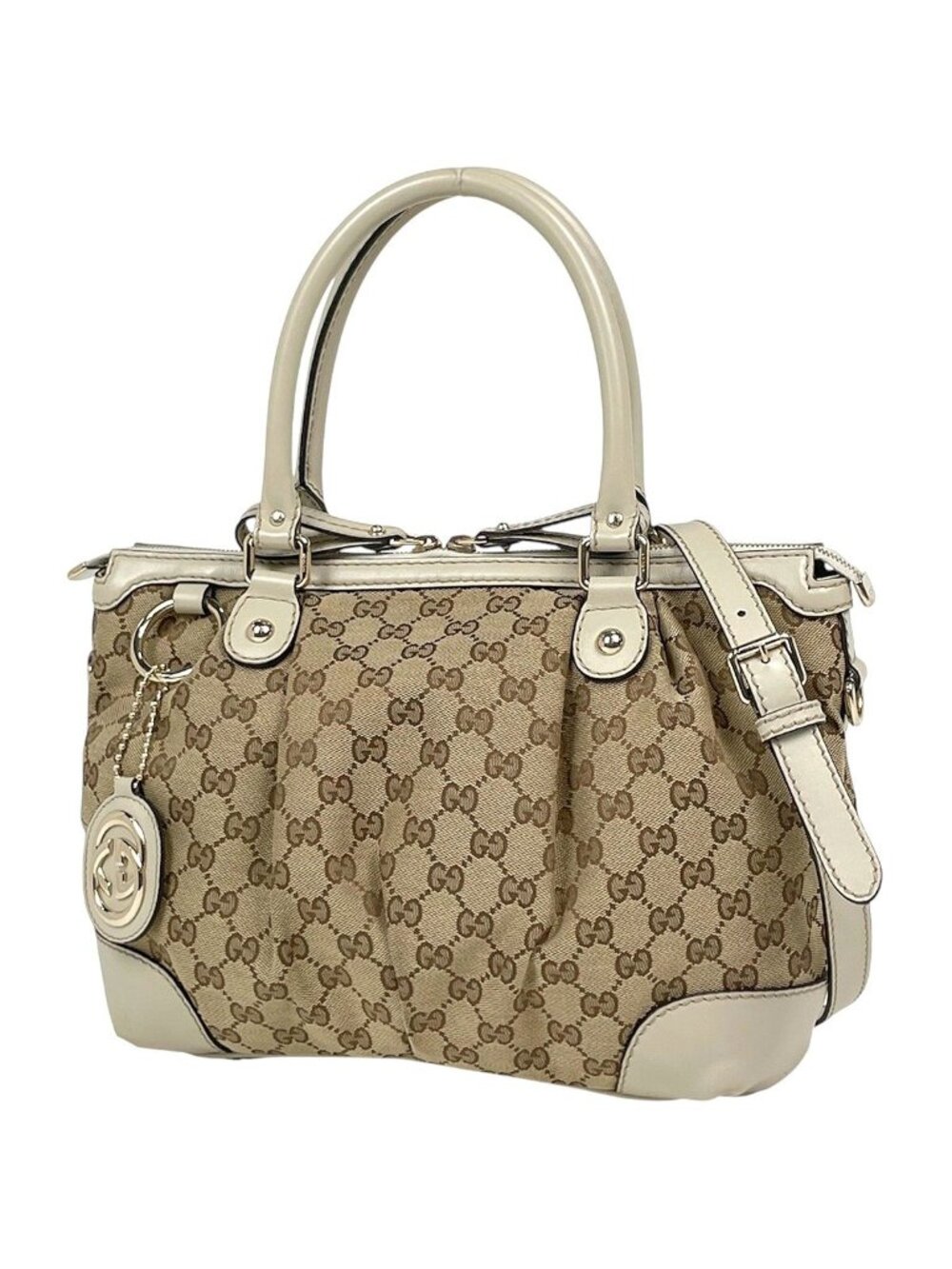 Gucci Handbag GG Pattern Sukey 2-Way Canvas Beige